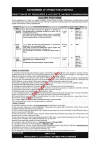 محکمہ خزانہ و اکاؤنٹس، خیبر پختونخوا میں نوکریاں